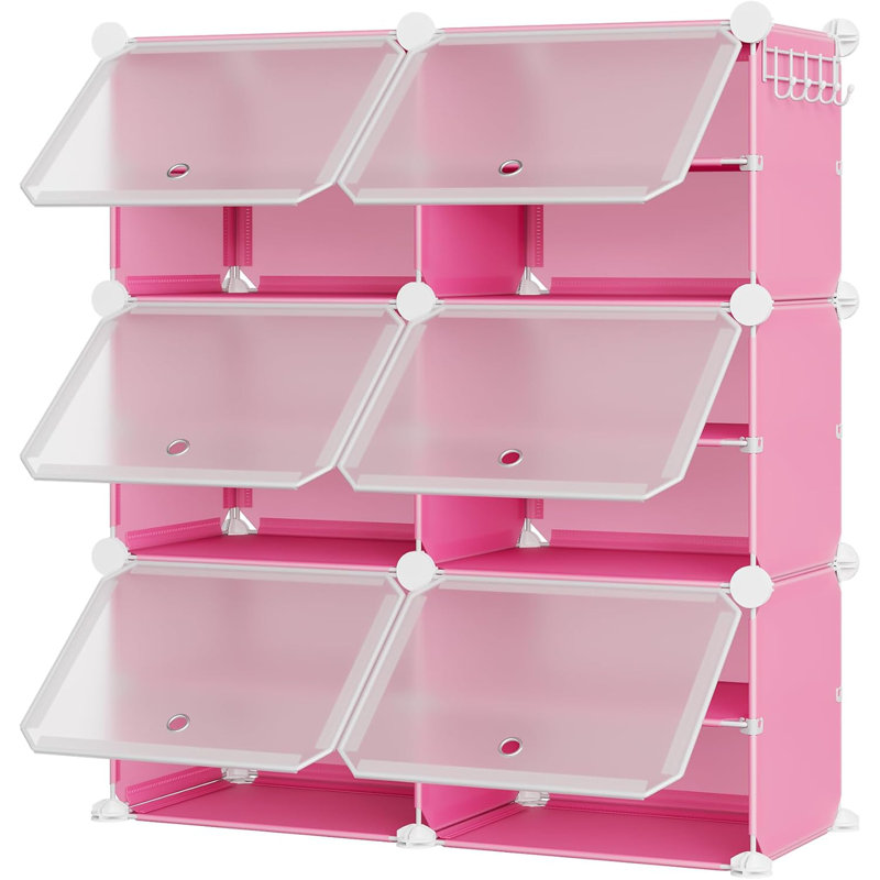 Armoire de rangement pour chaussures modulaire en plastique avec portes, organisateur de chaussures portable à 6 cubes, peu encombrant pour le couloir, la chambre à coucher et le salon