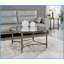 Table basse de salon avec plateau en miroir de 5 mm Cadre en laiton antique - Design minimaliste rehaussant la lumière