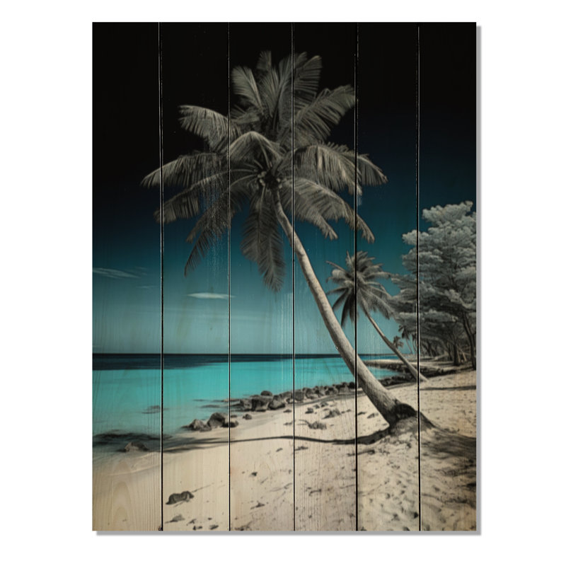 «Monochome Beach» turquoise et gris, photo III sur bois, H 40 po x l 30 po x P 0,78 po