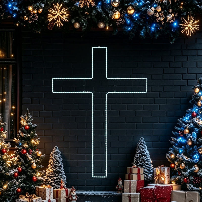 Enseigne lumineuse croix de 72 pouces, blanc froid
