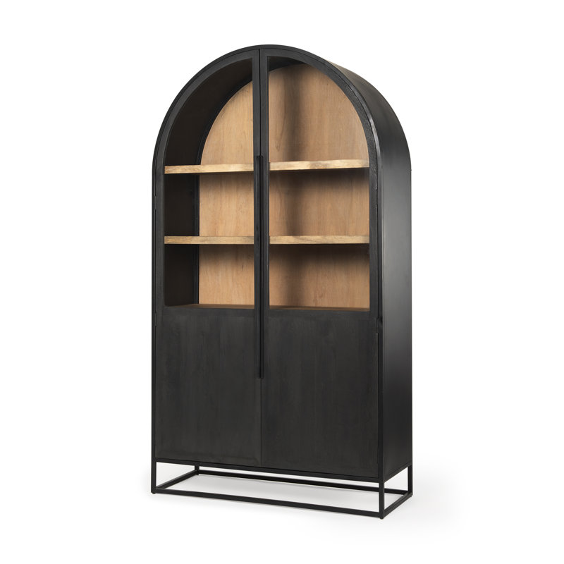 Sloan 47.5l X 18.0w X 85.5h Dark Wood W/black Metal Frame Arch Cabinet, Black/Natural