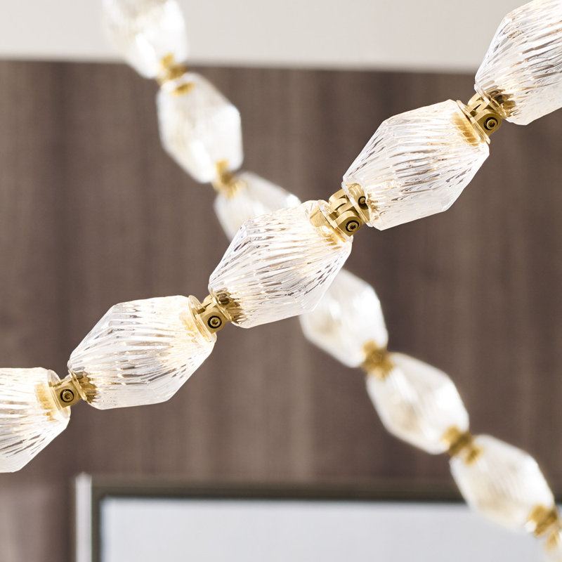 Collier LED Chandelier, Natural Brass, 132"