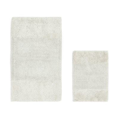 Ensemble de tapis pour salle de bain 2 pièces 100% coton 2155 g / m² Makaylynn, certifié OEKO-TEX®, envers en latex antidérapant, touffeté moelleux, super absorbant, lavables en machine, ivoire