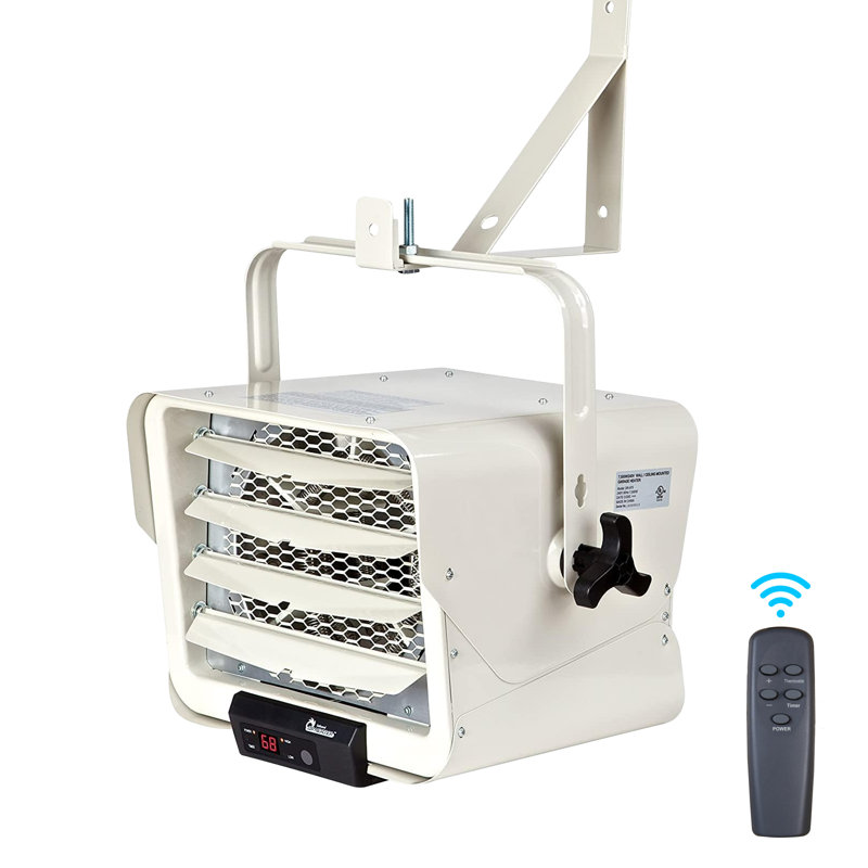 DR. INFRARED HEATER DR-975 Chaufferette de garage électrique 240 Volts 7500 watts, fixée au mur / plafond avec thermostat télécommandé blanc