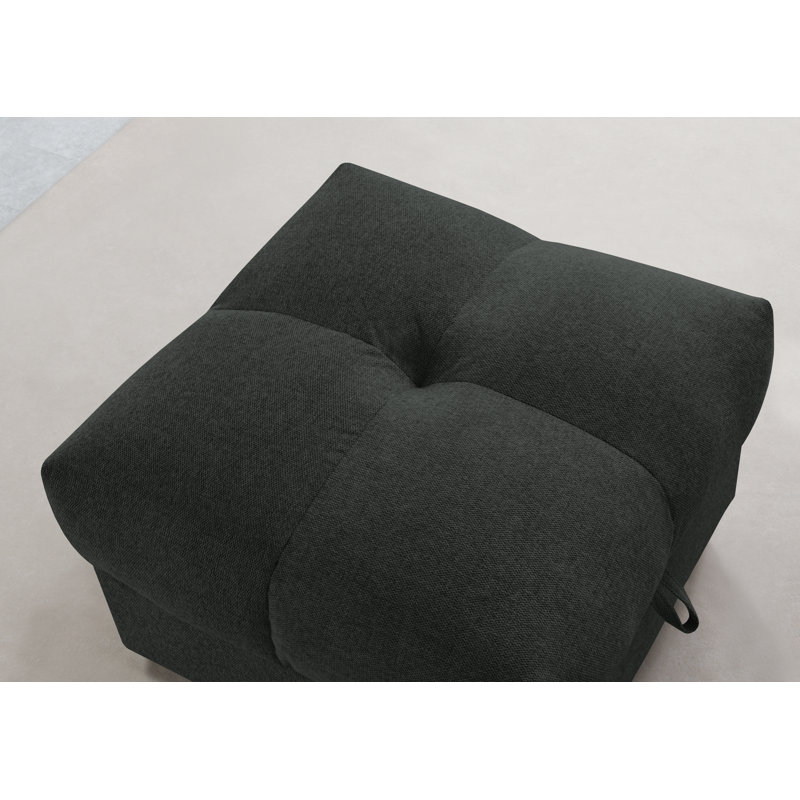 Leanette Upholstered Sofa Bed & Ottoman Set, Dark Grey