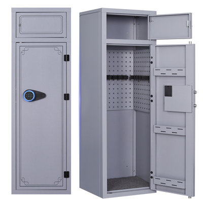 KAER 10-12 Rifle & Pistol Gun Safe with Digital Keypad, Separate Lock Box, LED Light and Adjustable Racks