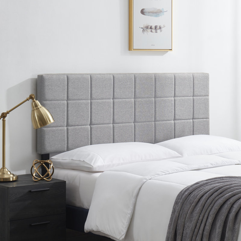 Nest Square Tufted Upholstered Adjustable Headboard, Silver, Full