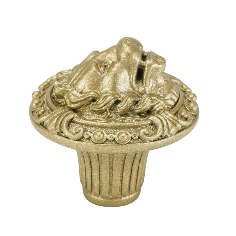 LION IN WINTER KNOB; ANTIQUE NICKEL, Soft Gold