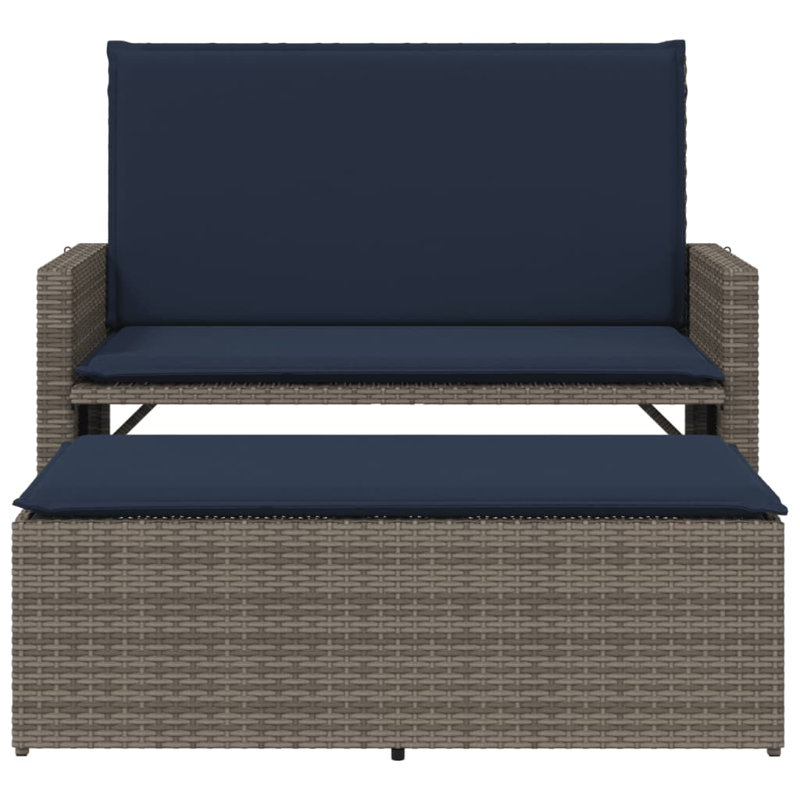 Banc de patio avec coussins et repose-pieds en polyester gris Latitude Run®, Gray