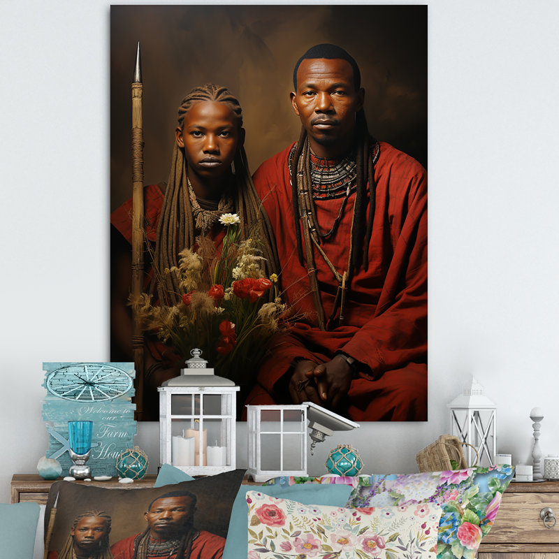 Guerriers Maasai d'Afrique I, Toile tendue, H 40 po x l 30 po x P 1,5 po