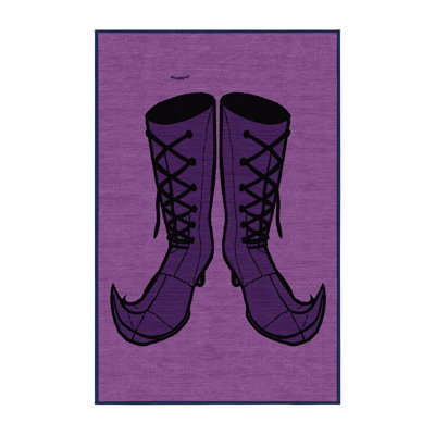 Soft Plush Everitt Halloween Modern & Contemporary Abstract Area Rug in Purple – Navy Binding