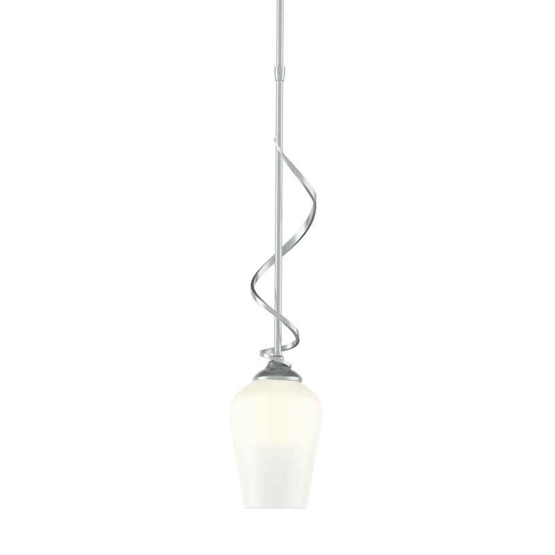 Luminaire suspendu en forme de cloche à 1 lumière Flora, Verre opale, Platine rétro