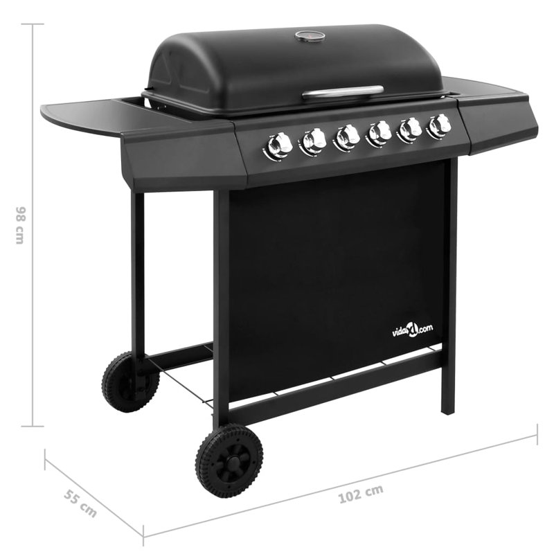 VidaXL 6 - Burner Natural Gas 13648 BTU BTU Gas and Charcoal Grill, Black
