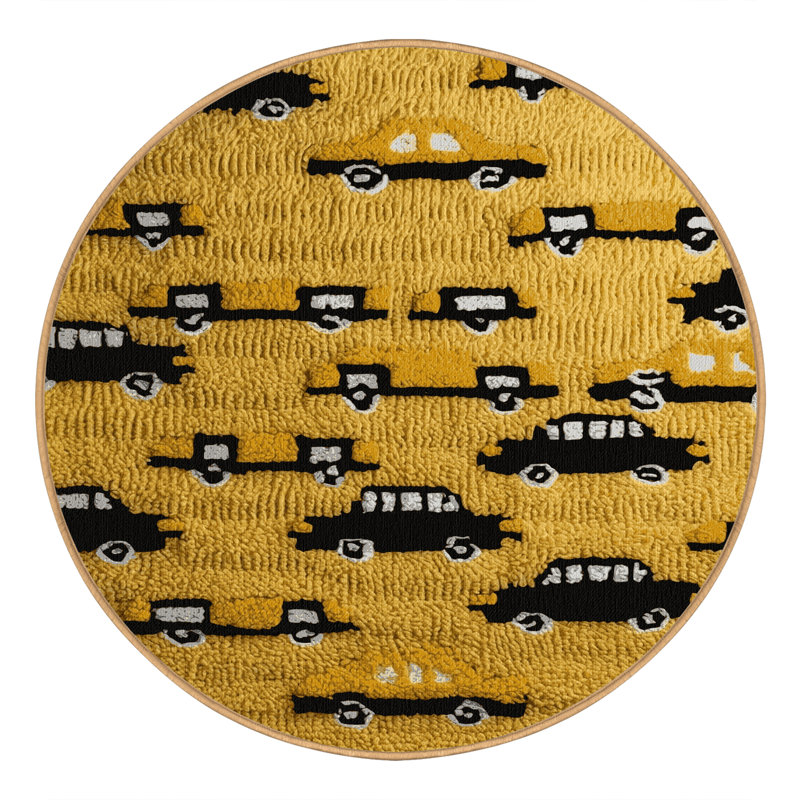 Tapis de transport brun lavable à la machine, Rond 7 pi