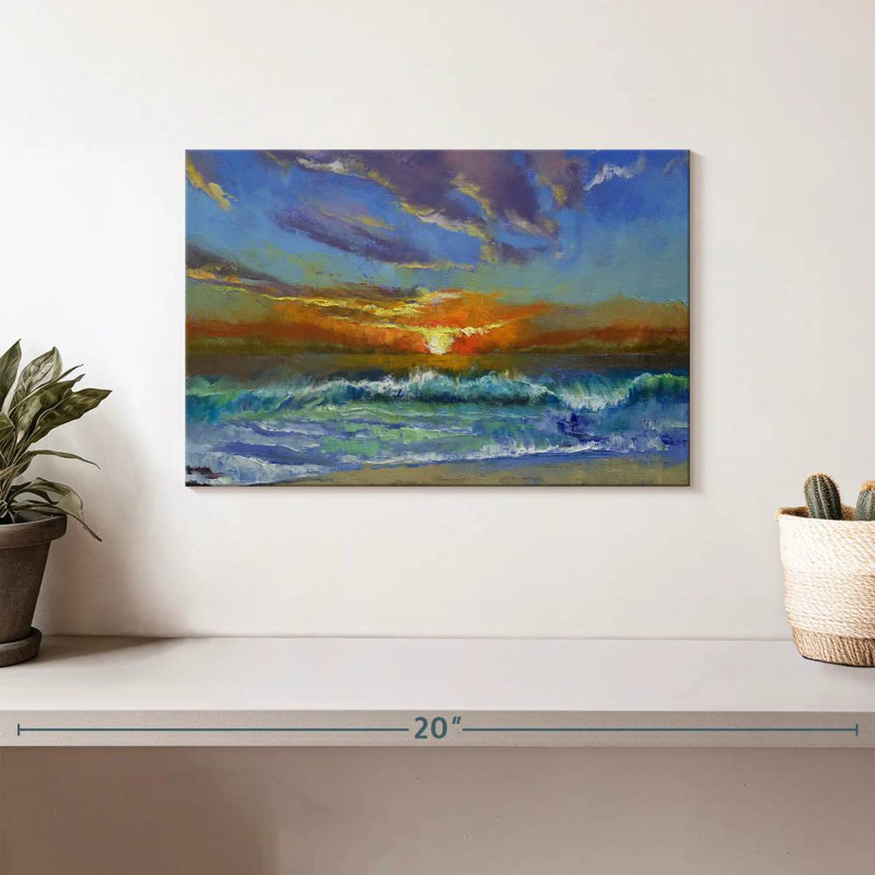 Coucher de soleil sur la plage Gillard Malibu, H 8 po x l 12 po
