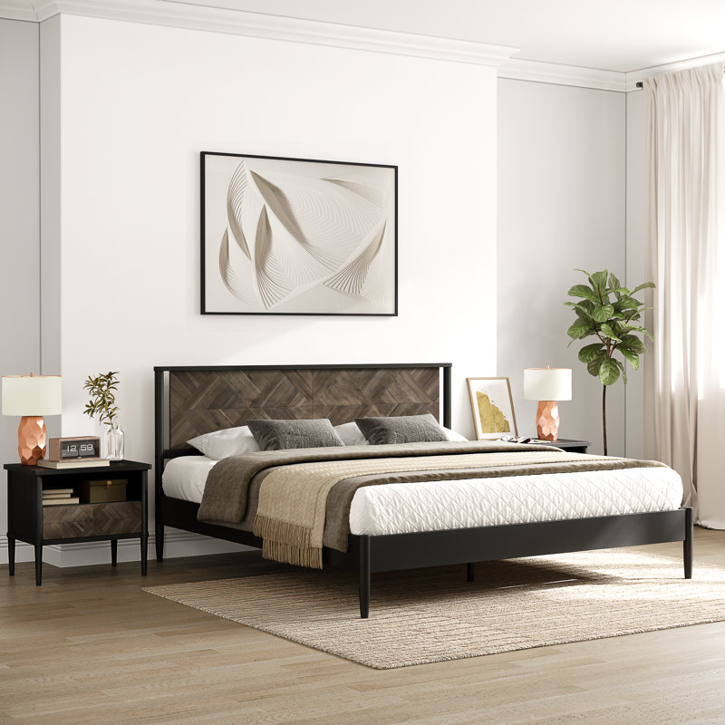 Cartlin Acacia Solid Wood Platform Bed, Mocha, King