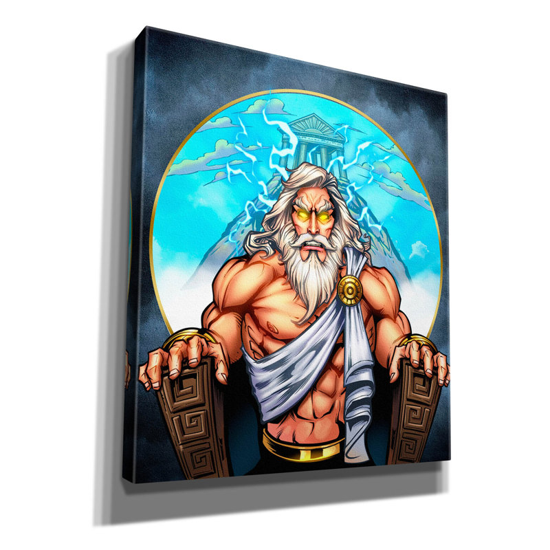 Tillson Zeus sur trône sur toile, H 30 po x l 26 po x P 1,5 po