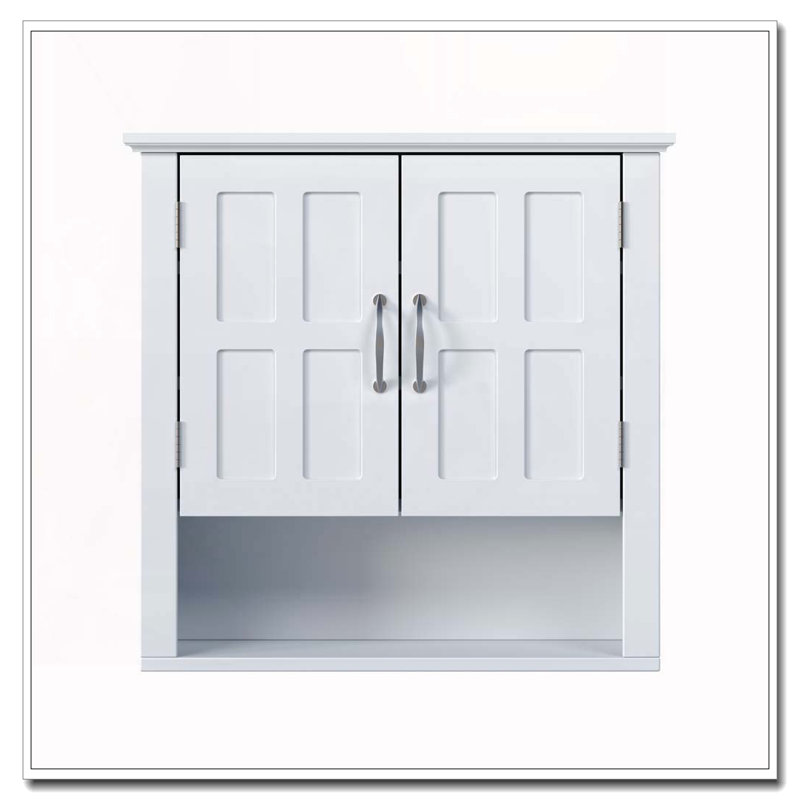 Armoire de rangement pour salle de bain, Blanc-Rangement mural - deux portes