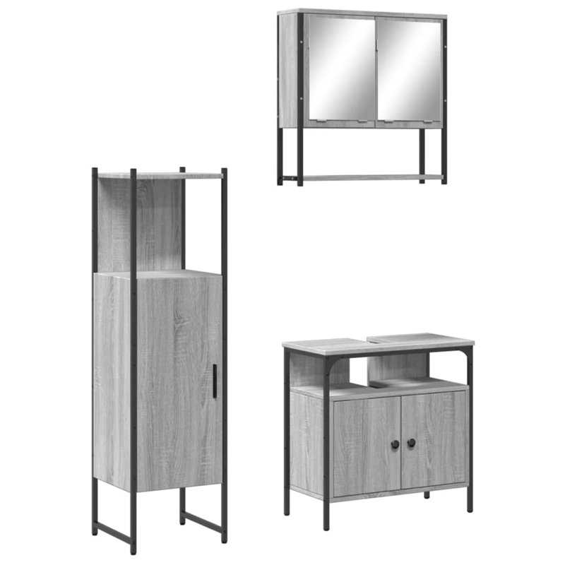 Abentego Bathroom Furniture Suite, Grey Sonoma