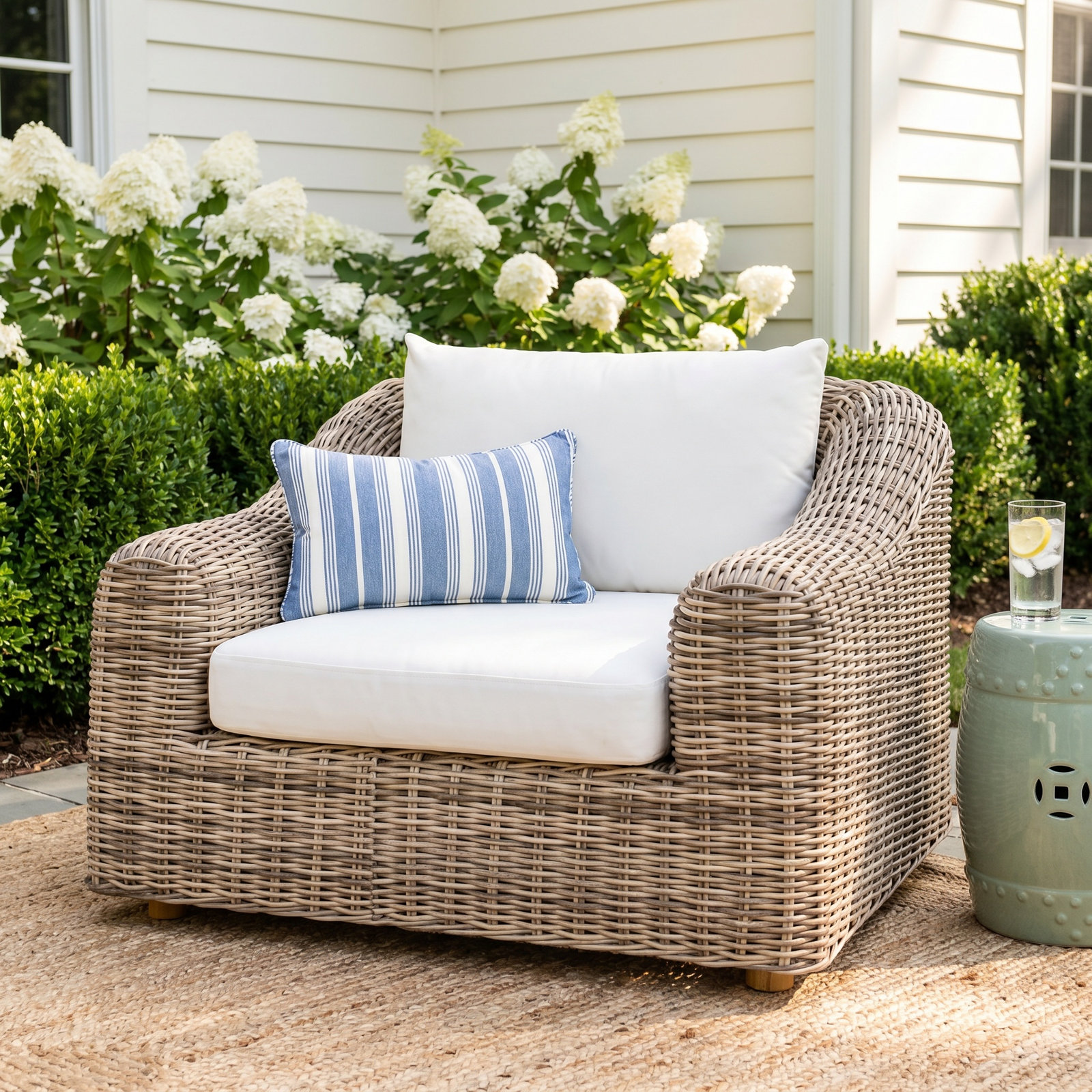 Cosha Outdoor Lounge Chair, White, Brown