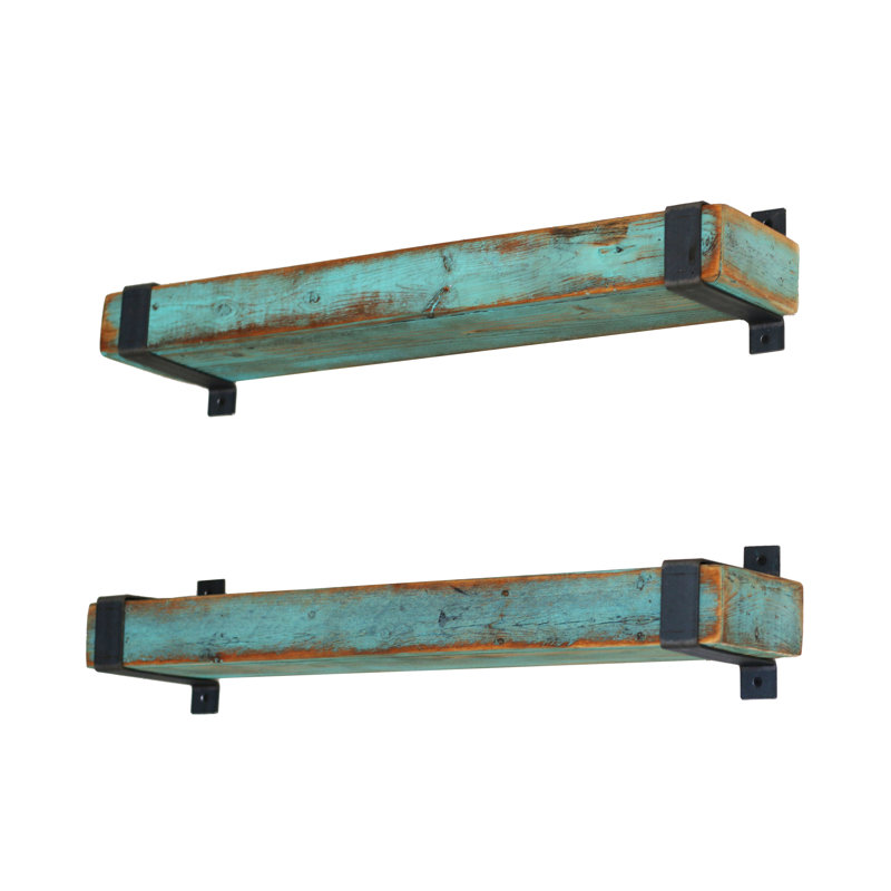 Kaylie 2 Piece Solid Wood Bracket Shelf