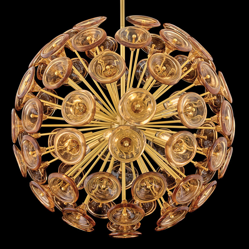 Maya Chandelier, 80.75" H x 30" W x 30" D, Amber, 12 Lights