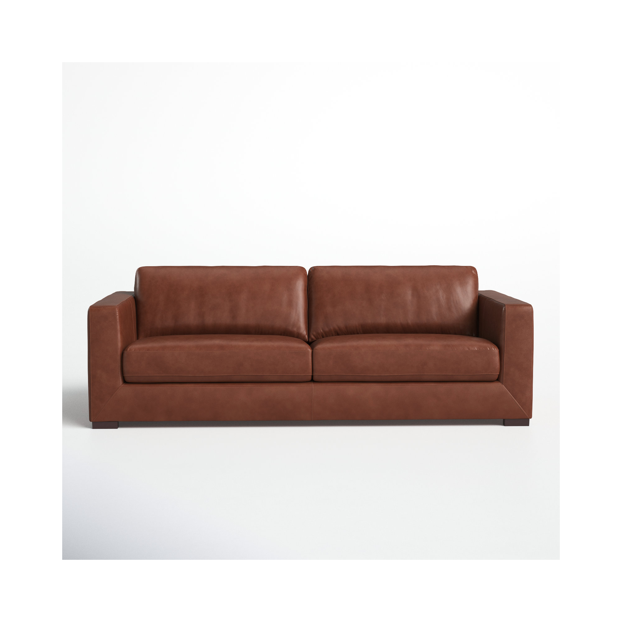 Winsor 91'' Genuine Leather Sofa, Vintage Brown Top Grain Genuine Leather