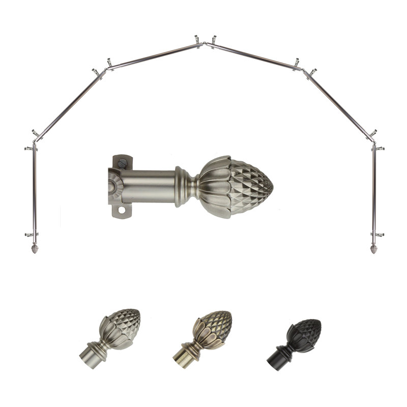 Tringle à rideaux simple ajustable avec baie vitrée de 0,81 po, Nickel satiné, 28 po à 48 po (chaque côté)