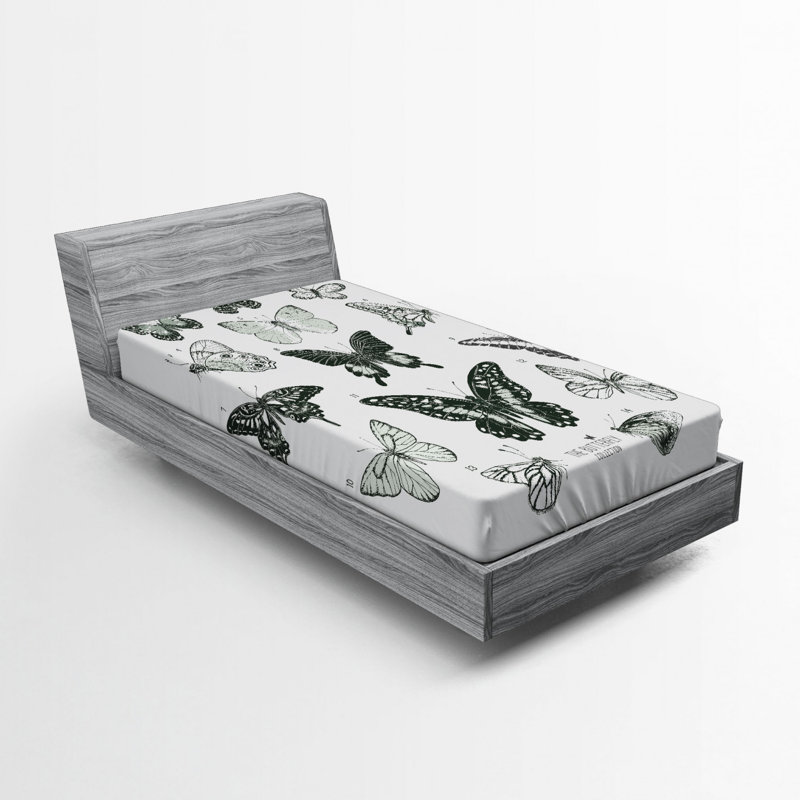 Butterfly Microfiber Fitted Sheet, Twin Fitted Sheet
