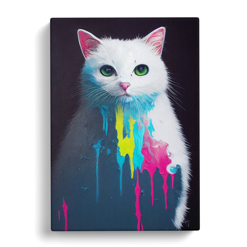 Cat Paint Drips No.1 - Wrapped Canvas, 76cm H x 50cm W