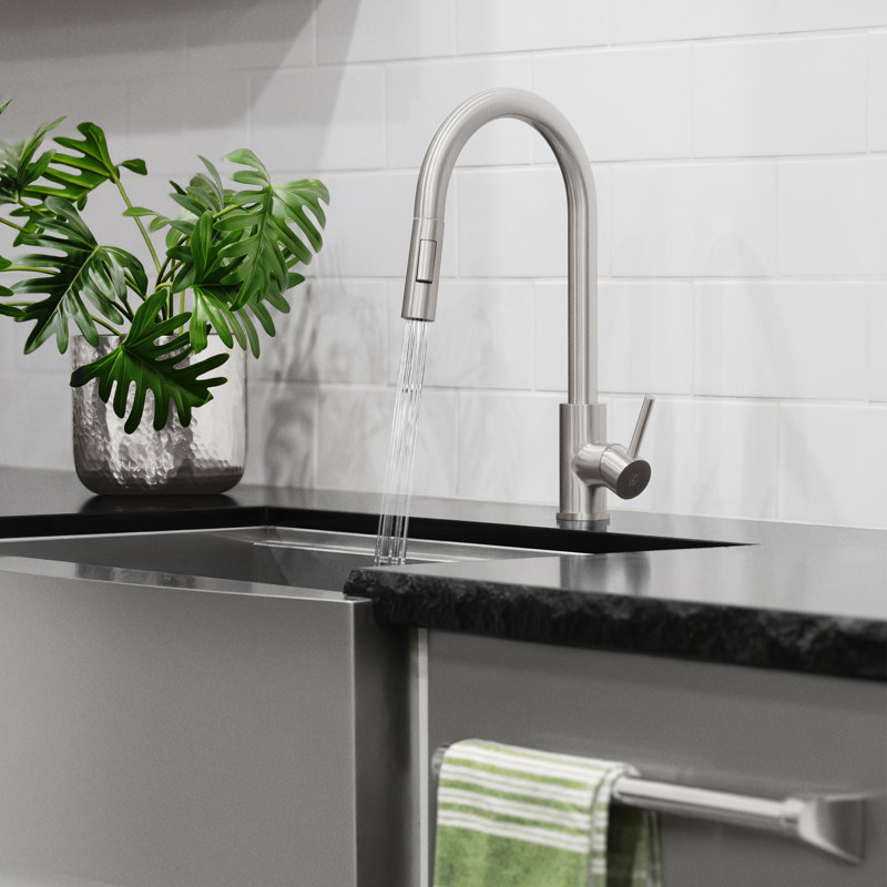 ZLINE Rubicon Pull Down Single Handle Kitchen Faucet in Matte Black, Brushed Nickel