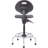 Backed Adjustable Height Ergonomic Industrial Stool with Footring Pedestal Base