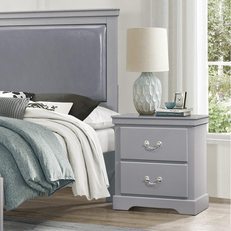 Table de chevet en bois 1pc, Gris