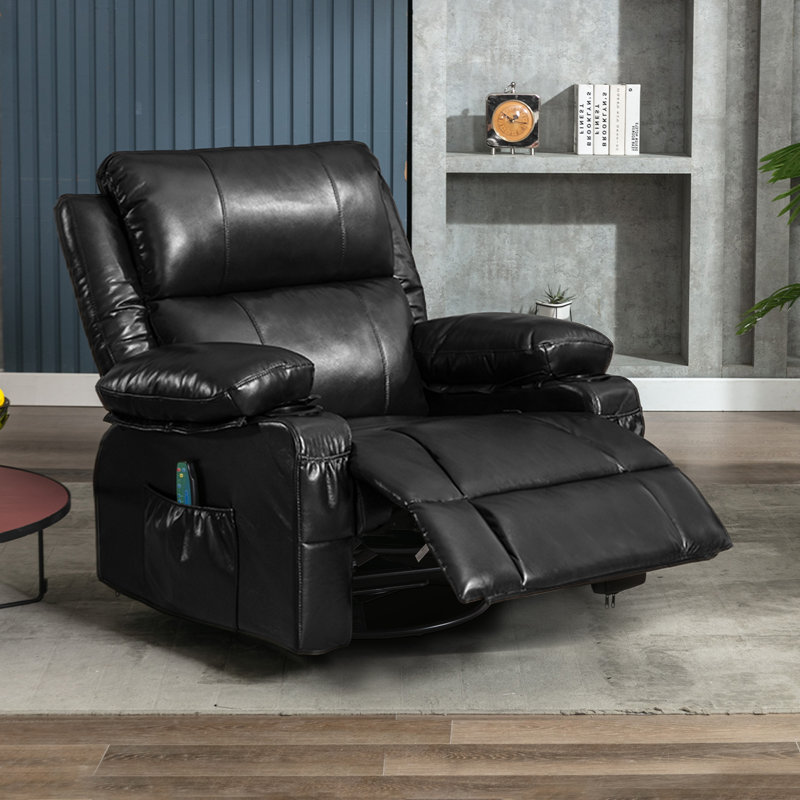 Fauteuil inclinable pivotant Leonie, Similicuir noir