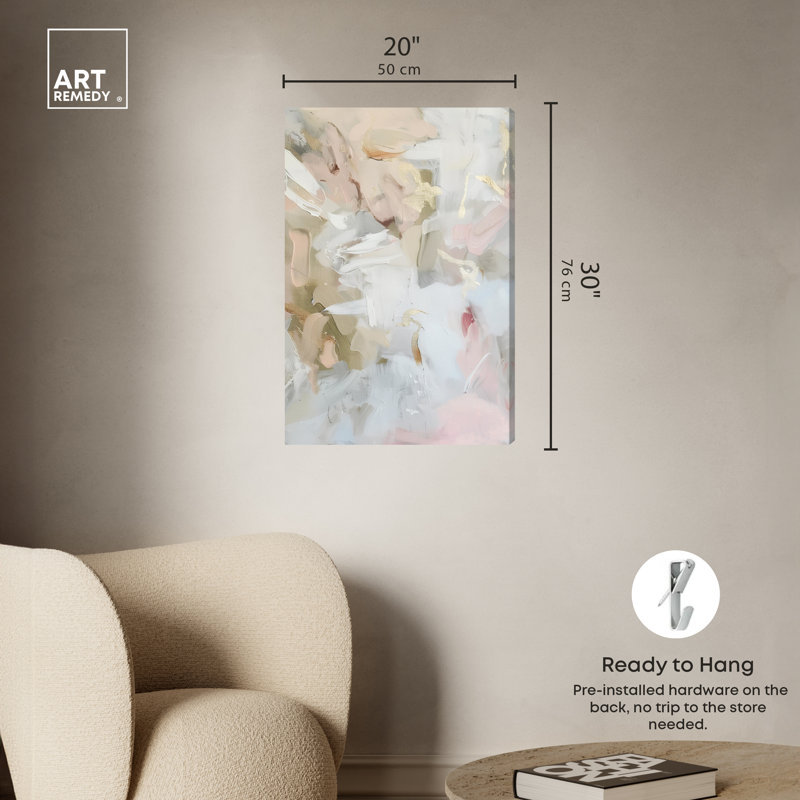 Light Voyage Abstract Beige and White Canvas Wall Art, 20" x 30"
