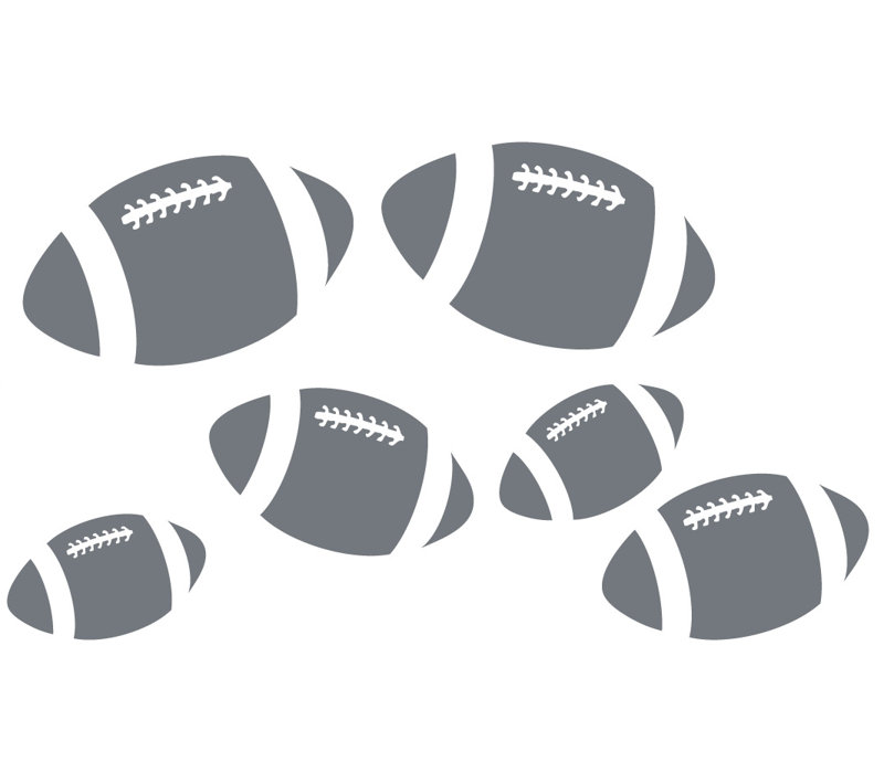 Décalcomanie murale footballs, Gris orage, H 18 po x l 31 po x P 0,01 po