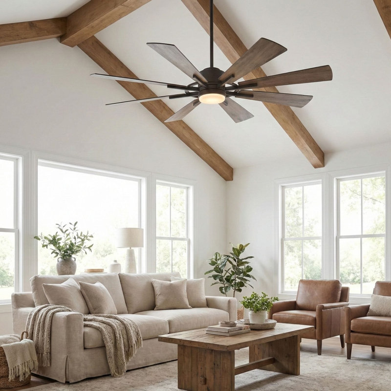 SkyFan Procyon 60" 8-Blade Ceiling Fan, Walnut/Distressed Gray