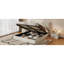 Grand lit plateforme tapissier avec système de rangement hydraulique, sans sommier tapissier, beige-130145166