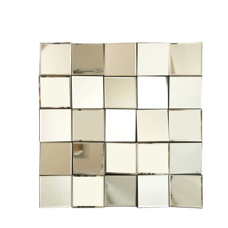 Miroir 24 po, miroir décoratif carré en polyuréthane, convenant à la salle de bain, à la chambre à coucher, au salon, au couloir, au vestibule