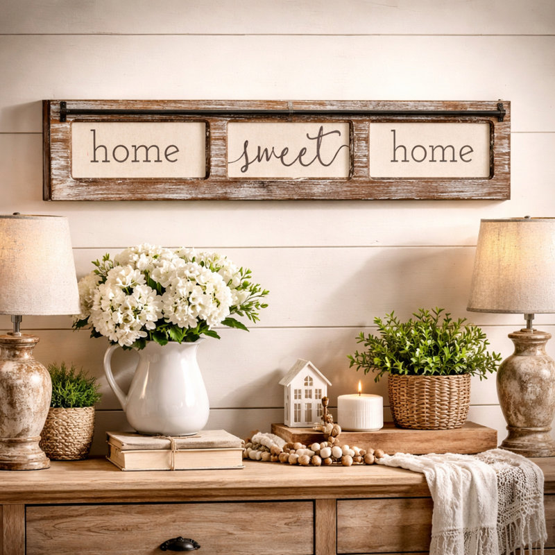 Rustic Farmhouse Distressed Wood Wall Decor - Home Sweet Home