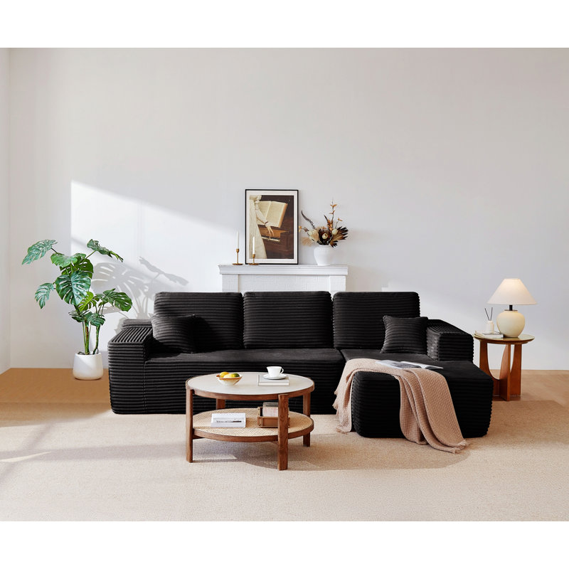 Canapé modulaire avec conception modulaire et poche latérale intégrée, Noir, Face à la droite