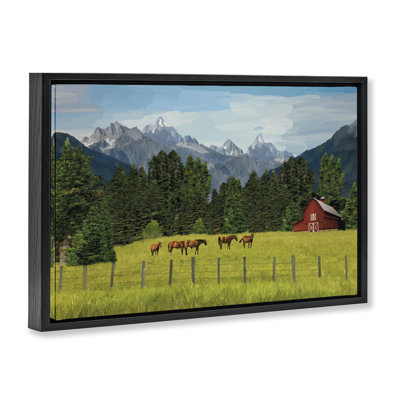  Lush Green Pasture Grazing Framed Floater Canvas by Renel Peters