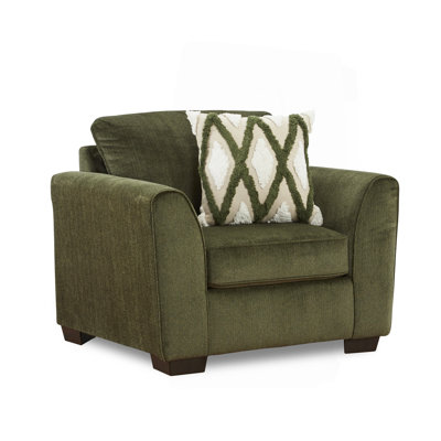 Fauteuil de salon avec revêtement en chenille Mosswood et coussin décoratif texturé