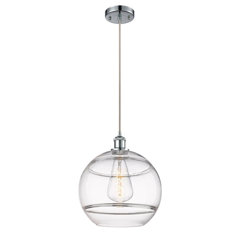 Luminaire suspendu 1 lumière Ballston Natick, H 13,38 po x l 12 po x P 12 po, Transparent, Chrome poli