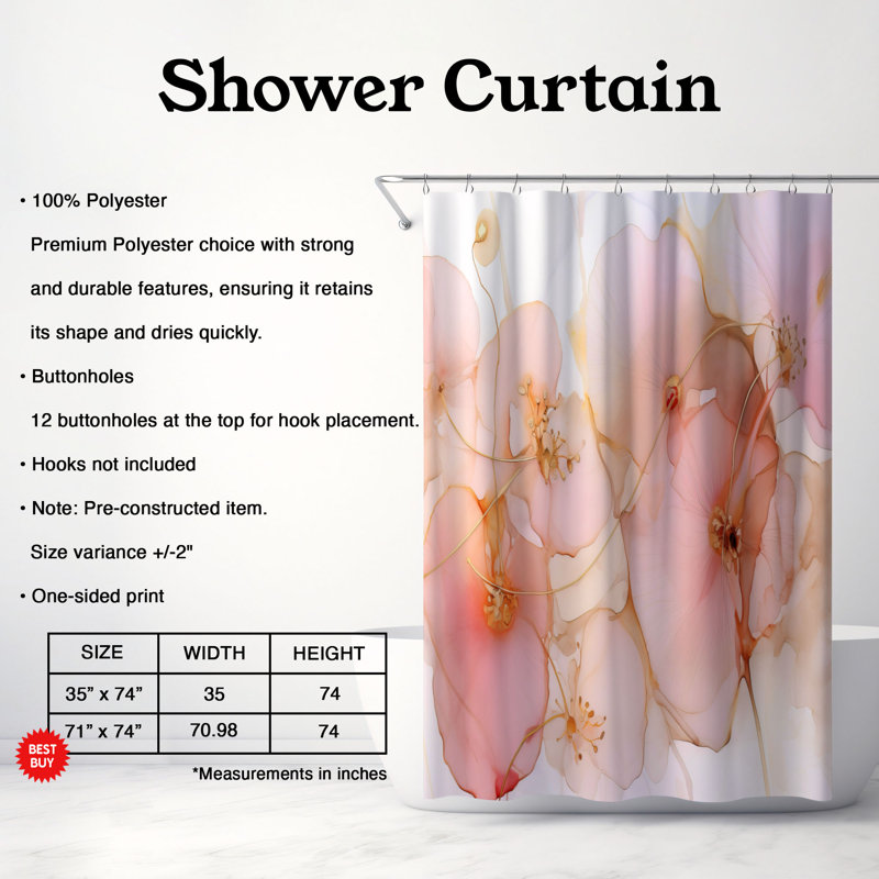 Rideau de douche Kucuba, H 74 po x l 71 po