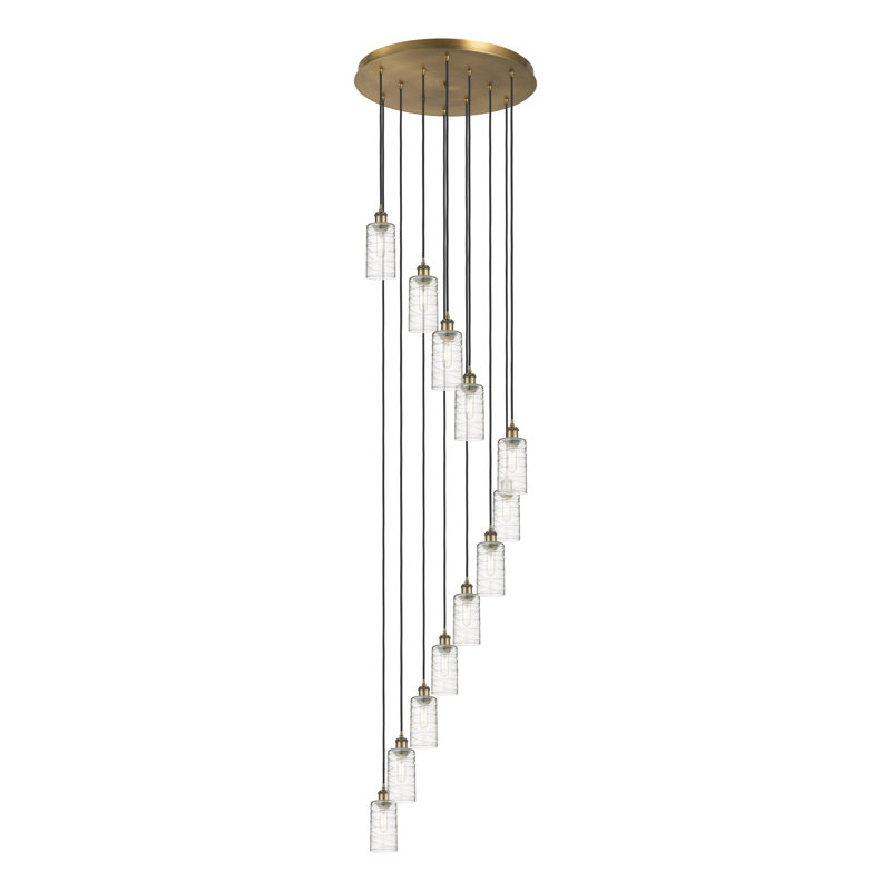 Caius - Luminaire suspendu 12 lumières 24 po, Laiton brossé, Tourbillon déco