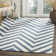 Dhurries Hand Woven Flat Weave Wool/Cotton Chevron Rug in Blue/Ivory