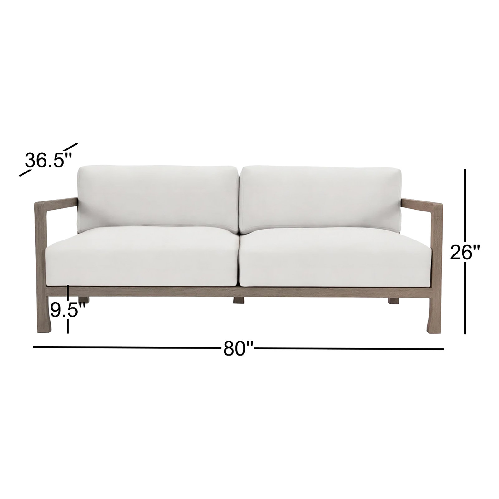 Tanah 80" Teak Patio Sofa, White Linen 6016-000
