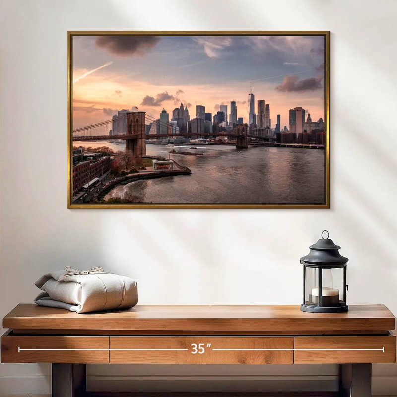 Brooklyn Dusk, 25 po x 17 po, Cadre flottant doré