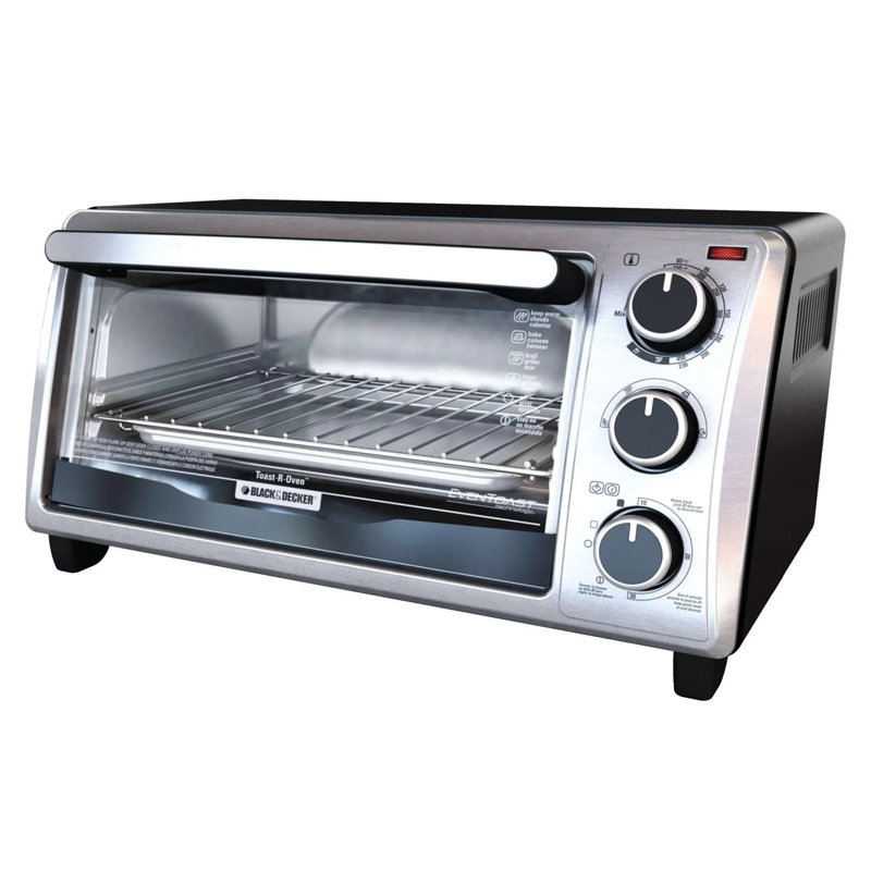 BLACK+DECKER 4-Slice, Stainless Steel Toaster Oven with EvenToast Technology and 30-Minute Timer